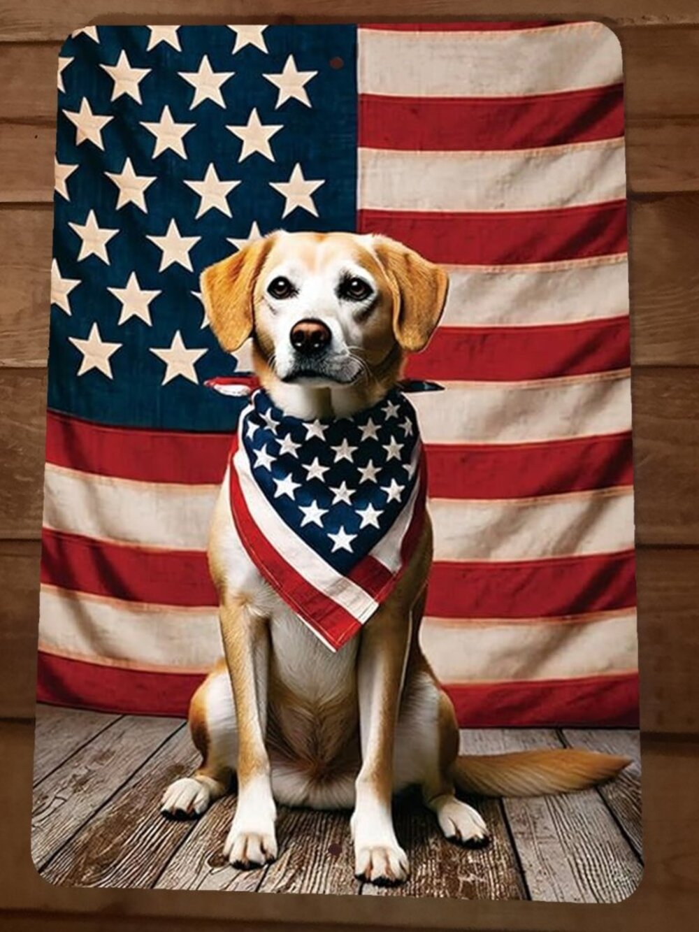 USA Lab Dog American Flag 4th of July 8x12 Metal Wall Sign